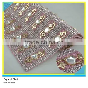 24*40 cm Heat Transfer Fabric Mesh Trimming Sheets Metal Mix Heart Crystal thumbnail-1