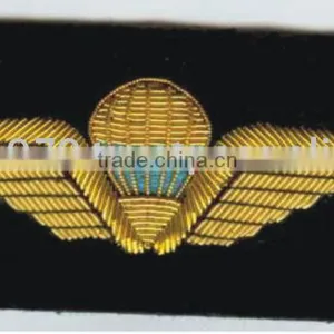 Embroidery Patche Cap Rank Shoulder Hand Machine Bullion Thread Emblem Insignia Blazer Badges thumbnail-1