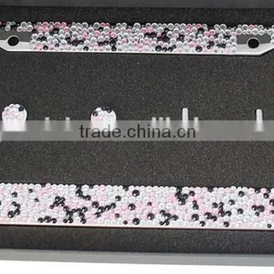 Stylish Rhinestone Bling Bling Stainless Steel Metal American US Auto Car License Plate Frame Rhinestone thumbnail-1