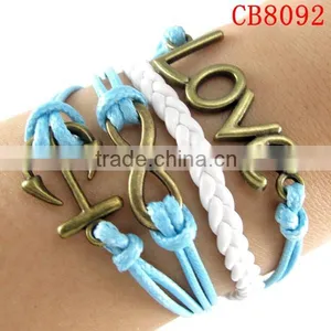 CB8092 Antique Love,anchor Infinity Leather Bracelet Christmas Gift Brass Jewelry Bracelet Wholesale thumbnail-1