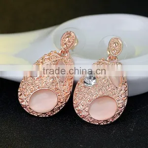 Lovely 18K Rose Gold Plated Opal Jewelry Fashion Necklace and Earring Set thumbnail-2