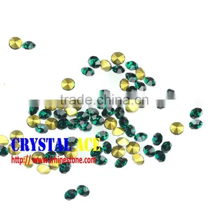 Emeral Pointed Back Glass Stones, MC Crystal Chatons With Foiled Back for Decoration thumbnail-1