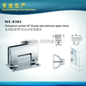 Orthogonal Camber 90 Degrees Double Sided Glass Door Clamp Brass Hinge thumbnail-1