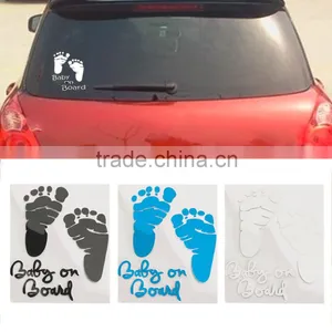 Refective Car Sticker Lovely Letter Baby on Board Baby Footprints Stickers Auto Safety Warning Window Sticker Black White thumbnail-5
