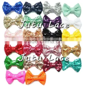 Wholesale High Quality Fashion Elegant Sequin Green Hair Bows for Baby / Kids /adult Christmas thumbnail-1
