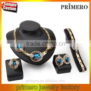 Fashion African Beads Gold Plated Wedding Bridal Jewelry Sets for Women Crystal Necklace Party Gift thumbnail-1
