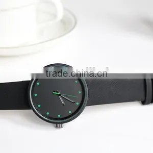 Slim Men Leather Quartz Watch Custom Logo Leather Watches Cheap Version New Arrival Black Leather Band Watches thumbnail-2