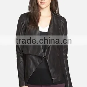 Woman Women Fashion Lenghty Leather Jacket thumbnail-1