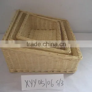 3pc Slant Height Beautiful Design Natural Color Willow Wicker Food Basket for Bread in Europe thumbnail-1