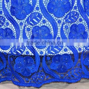Latest Dress Designs Royal Blue Dry Lace Gold African Cord Lace thumbnail-4