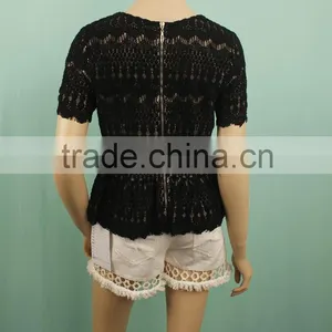 2016 S/S Ladies Tops Dubai Designer Casual Tops Elegant Lace Tops Blouses thumbnail-4