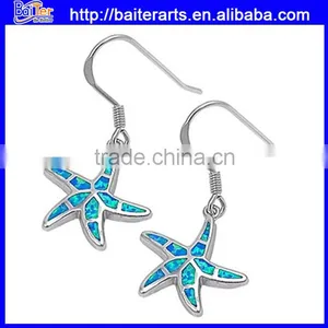 Rhodium Finish .925 Sterling Silver Synethic Blue Fire Opal Stud Earrings Wholesale thumbnail-5