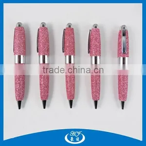 Beautiful PU Glitter Leather Twist Promotional Cute Pen For Girls thumbnail-1