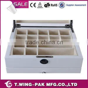 Wooden Cufflink Box, With Two Drawers and Mirror, High Quality Cufflink Gift Box thumbnail-4