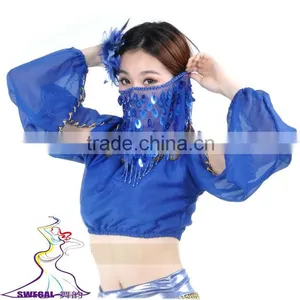 SWEGAL Purple Noble Sexy Sea Fan Veil,belly Dance Mysterious Charming Fashion Faace Veils SGBDD13002 thumbnail-6