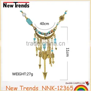Wholesale Women Costume Jewelry Ethnic Feather Pendant Necklace thumbnail-1