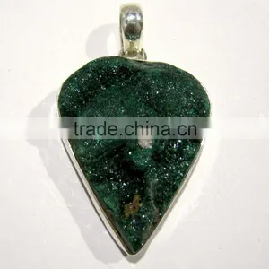 Malachite Pear Rough Gemstone Pendant, 925 Solid Sterling Silver Pendants, Designer Bezel Pendant thumbnail-3