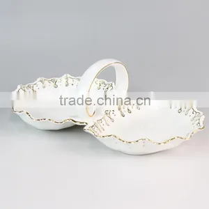 2015 New Bone Ceramic Divided Plate, Double Case, Plate Tray for Snacks thumbnail-1