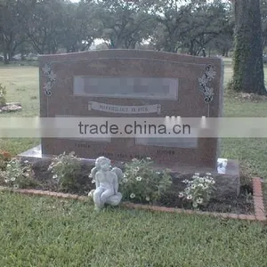 Good Quality Cheap Traditional Upright Serp Top Red Granite Headstone thumbnail-1