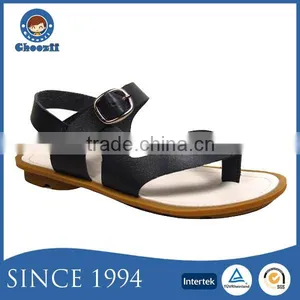 New Trendy Girls Pure Color Leather Casual Thong Sandals thumbnail-1
