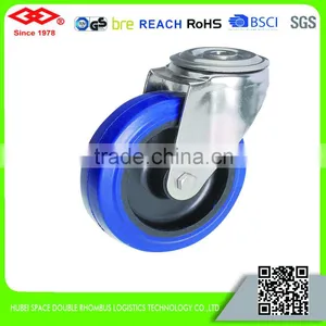 80mm-200mm Stainless Steel Elastic Rubber Caster Wheel With Nylon Center thumbnail-2