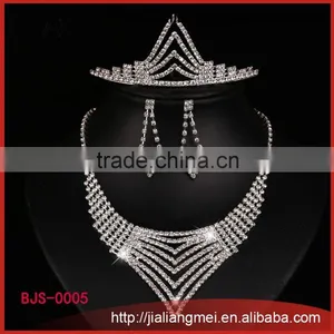 New Fashion Silver Tassels Tiara Necklace & Earrings Jewelry Sets for Women thumbnail-1
