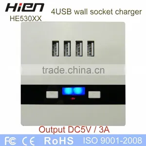 4 USB Wall Socket With Led Night Light DC5.0V3000mA White Color thumbnail-1