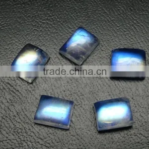 Rainbow Moonstone Full Blue Fire Cabochon, Rectangular Cut Stone , 6x8mm Cabs thumbnail-3