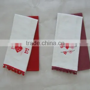 1pc Waffle Towel+1 pc Embroidery Towel Cotton Decorative Kitchen Towels Set China Supplier Bulk Buy From China thumbnail-1