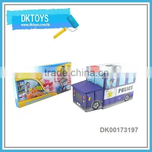 Police Car Shape Kids Storage Seat Box Foldable Storage Stool thumbnail-1