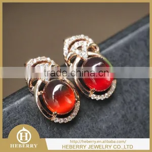 Elegant Ladies Garnet Czech Crystal Earring Orange Color Gemstone With 925 Sterling Silver thumbnail-6