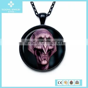Wholesale Party Black Plated Round Glass Pendant thumbnail-3