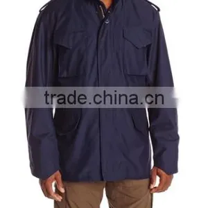 Custom Made 50% Cotton 50% Nylon Plain Italy M65 Men Navy Blue Hoodie Fieded Jacket thumbnail-1