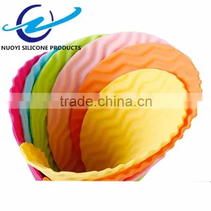 Silicone Drink Place Mats Potholder Round Table Cushion Wave Designing Anti Slip Pot Holder Waterproof Coaster thumbnail-5