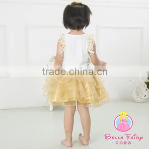 Best Selling Gold Baby Dress Pictures,girl Dresses With Bow,children Summer Flow Wholesale Lace Baby Dress thumbnail-3