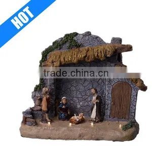 Resin Outdoor Painted Christmas Lighted Outdoor Nativity Scenes thumbnail-1