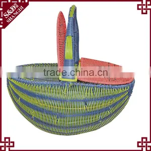 Unique Watermelon Style Plastic Wicker Woven Picnic Basket for Sale thumbnail-1