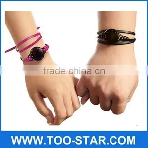 Special Couple Waterproof Bracelet Smart Leather Bracelet Watch Bluetooth Watch Monitor Watch Led Light Watch for Lifesense thumbnail-1