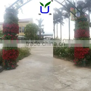 Cylindrical Green Wall Container, Decorated Pillar thumbnail-1