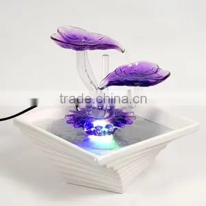 Cascading Glass Leaves Water Fountain for Tabletop thumbnail-1