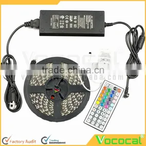 5m Waterproof Flexible 300LEDs Color Changing RGB SMD5050 RGB LED Light Strip Kit + 44Key Remote Controller 220V 5A Europe Plu thumbnail-1