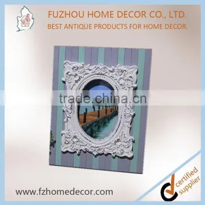 2017 Fashion Antique Wood Stripe Photo Frame With Resin Decoration for Home or Gift thumbnail-3