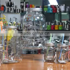 Hexagonal Glass Juice Jars With Metal Stand thumbnail-3