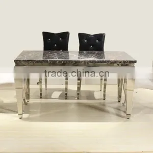 Modern European Style Marble Top Dinning Table With Stainless Steel Frame thumbnail-1