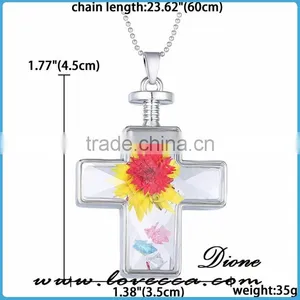 Women Dry Flowers Plant Terrarium Glass Pressed Flower Necklace thumbnail-3