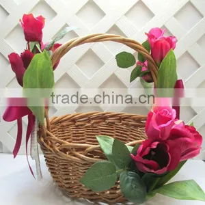 Rustic Handweave Wicker Basket for Flower , Wedding , Garden Decoration , Gift , Field With Handle thumbnail-1