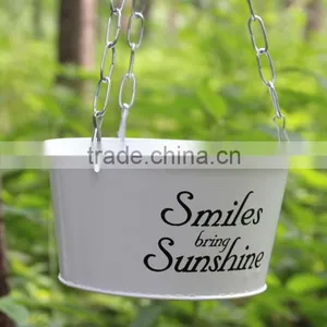 Garden Decoration Supplies Iron Pastoral Balcony Pots Planters Wall Hanging Metal Bucket Flower Holder thumbnail-2