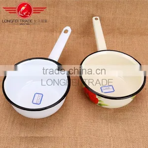 Enamelware Casserole /enamel Casserole Pot Milk Pot With Flower Decal thumbnail-6