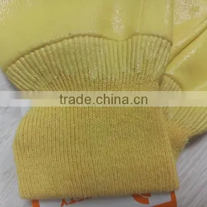DDSAFETY 2017 Yellow Cotton Liner Knitted Wrist Cuff Nitrile Safety Working Glove thumbnail-4