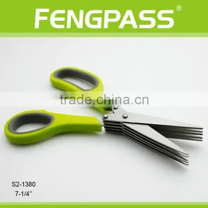 S2-1380 Hot Sell LFGB Standard Kitchen Cutting Multi- 5 Blades Herb Scissors thumbnail-4